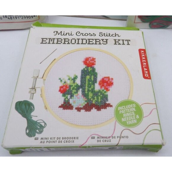 Set of 4 Mini Cross Stitch Kits- Cactus, Christmas Tree, Wreath & Butterfly - Picture 2 of 9